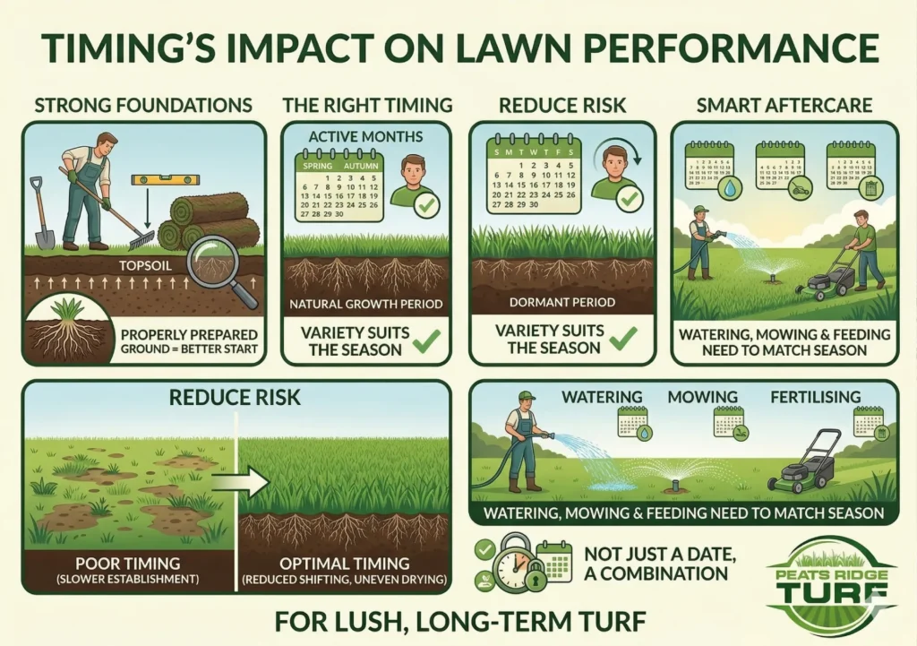 How does timing affect long-term lawn performance